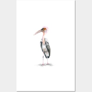 Marabou Bird -Watercolor art Posters and Art